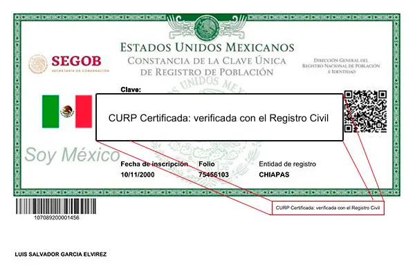Curp certificada por el registro civil